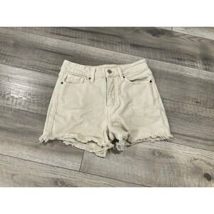 Old Navy OG Straight White High Waisted Frayed Hem Denim Shorts Womens Size 2
